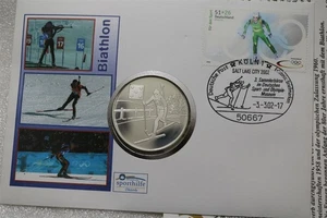 GERMANY 2002 SALT LAKE CITY 2002 COIN COVER BIATHLON B39 #180 - Picture 1 of 4