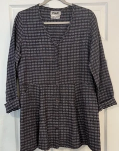 Flachs 100% Leinen Tunika Kleid Top Gr. PET grau Taschen Lagenlook minimalistisch Boho - Bild 1 von 15