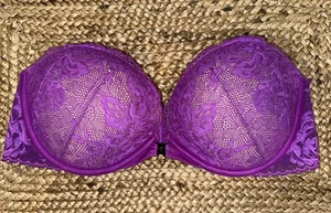 Victoria's Secret gepolsterter Bügel-BH lila Spitze vorne geschlossen 34D gebraucht, in einwandfreiem Zustand - Bild 1 von 7