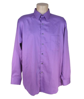 Camisa de Vestir GEOFFREY BEENE Regular 17 34-35 Lavanda Manga Larga Sin Arrugas Foto 1 de 4