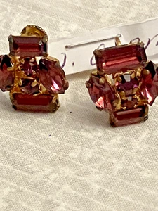 vintage ohrringe. Westdeutschland. Amethyst. Lila Steine. 2 Rechtecksteine, 2m - Bild 1 von 5