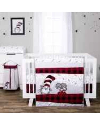 Dr. Seuss Nursery Five Piece Crib Set Lumberjack Cat In The Hat Red Plaid Trend - Image 1 of 4