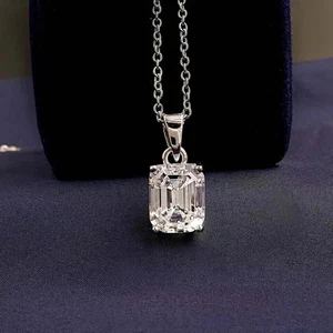 4.20 Ct Certified Treated White Diamond Solitaire Pendant in 925 Silver - Picture 1 of 7