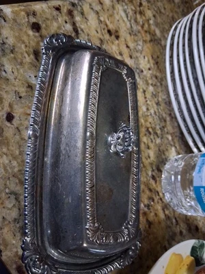 Antiguo plato de mantequilla, PLATA, WM. ROGERS! , con tapa, 7", increíble, vintage Foto 1 de 4