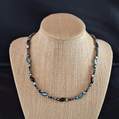 Sorrelli серебряного тона ошейник ожерелье синий кошачий глаз стекла moonglow и стразы - Изображение 1 из 4