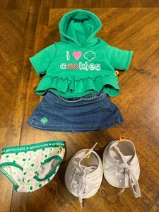 Build a Bear I LOVE COOKIES Samoa Girl Scouts Cookie Denim Skirt/Hoodie Set - Picture 1 of 3