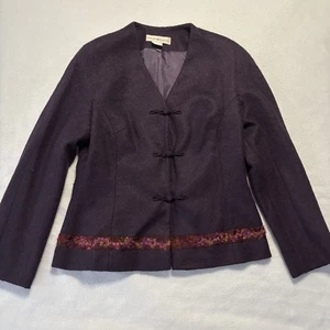 Blazer donna GERARD PASQUIER taglia 42 viola lana tinta unita Portogallo 2 bottoni vintage - Foto 1 di 9