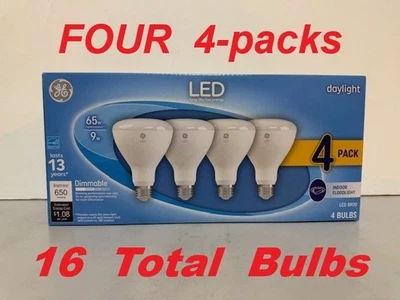16 bulbs 4 x (4pack) GE LED Floodlight BR30 Bulb Daylight 650 lumen Indoor Light - Image 1 of 4