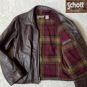 Schott 681 Highwayman Leather Riders Jacket Brown Size 40 USA Made Men used - Picture 1 of 10