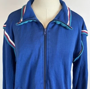 Chaqueta de Entrenamiento Vintage Años 80 90 WINNING WAY Mujer L Tono Joya Cobalto Rayas - Imagen 1 de 14