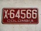 Colombia license plate #  X - 64566