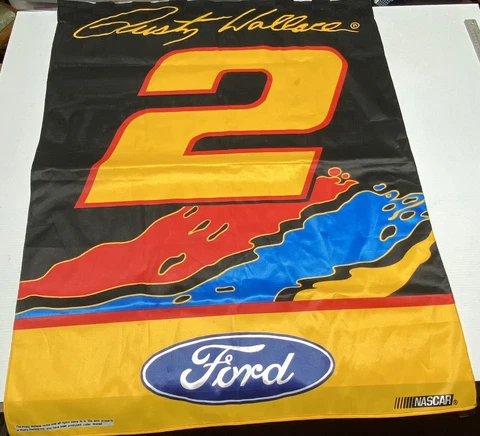 NEW NASCAR Rusty Wallace #2 Ford Nylon Racing Yard Flag 40" x 31" Made In USA Cover
