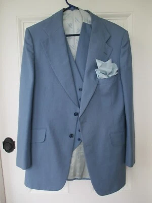 Givenchy 1974 Vintage Light Blue Blazer and Waistcoat Vest, Logo Lining 40 R S - Image 1 of 4