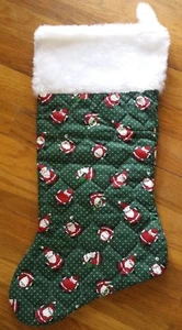 Christmas Stocking Santa Clause Dotted Green/White 20" - Picture 1 of 3