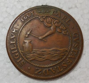 ESKHILEUNA SVEZIA CARL GUSTAF'S TOWN 1665 CITY SIGILLO MEDAGLIA RADEMACHERSMEDJORNA - Foto 1 di 2