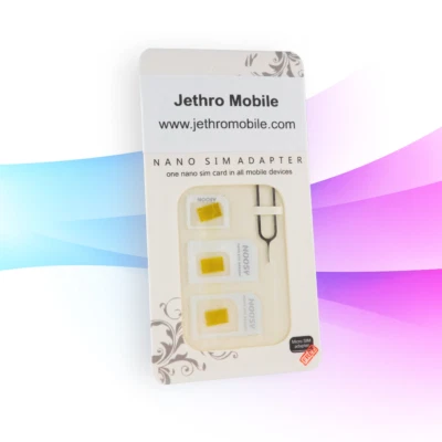 Jethro Adattatore Scheda SIM 4 in 1 Nano Micro Mini Kit Adattatore Scheda SIM Convertitore - Immagine 1 di 4