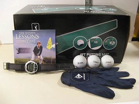 PGA TOUR GOLFING LOT/INCLUDES PUTTING MAT/WATCH/GOLF DVD & MORE/GOOD CONDITION Cover