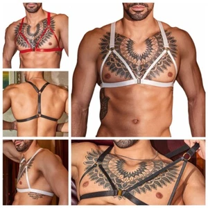 Men's Harness Training Tops Gay Vest Bodybuilding Bandage Disco Bra Dating Tee - Picture 1 of 29