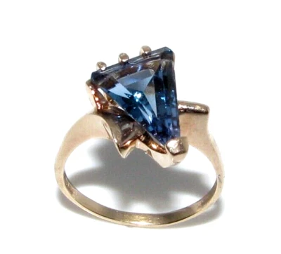 Anillo de piedra de alejandrita de oro amarillo de 9 quilates para mujer talla P 1/2 del Reino Unido Foto 1 de 4