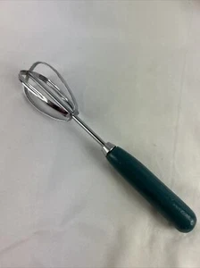Vintage EKCO Single Beater Manual Mixer Green Painted Wood Handle 9” Stainless - Picture 1 of 7