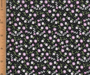 Tela floral TC Studio Tulip Daisy por yarda negra rosa blanca verde #FA06 - Imagen 1 de 1