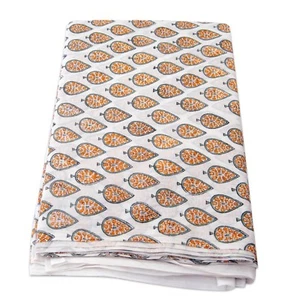 5 Yards Hand Block Printed Cotton Voile Fabric Indian Sanganeri Handmade IFG7 - Picture 1 of 5