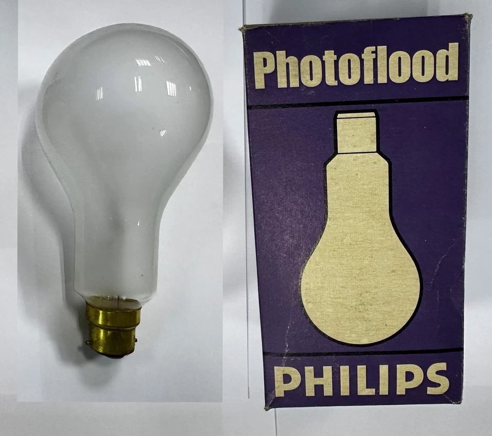 500W Philips No.2 Photoflood Vintage B22 Light Bulb Studio Photography Lighting - Image 1 of 3