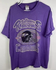 Vtg NFL Baltimore Ravens Super Bowl XXXV TShirt Faded Thrashed Distressed XL - Picture 1 of 24