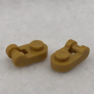LEGO 26047 Pearl Gold Plate, Round 1 x 1 with Bar Handle (x2) - Picture 1 of 2