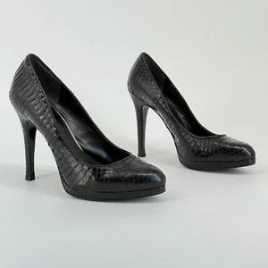 Lauren Ralph Lauren 2010s Heels Leather Snakeskin Pumps Kailee Size 8B Platform - Picture 1 of 14