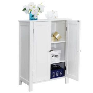 Weiß Holz Badezimmer Bodenschrank Aufbewahrungsschrank 3 Regale freistehend - Bild 1 von 14