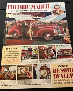 Red 1939 DeSoto & Fredric March at Hollywood Premiere Vintage Print Ad Wall Art - Picture 1 of 5
