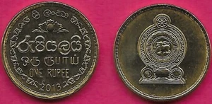SRI LANKA 1 RUPEE 2013 UNC NATIONAL ARMS,INSCRIPTION BELOW DESIGN WITHIN WREATH - Picture 1 of 1