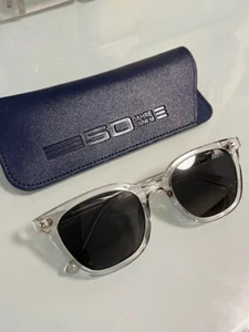 BMW Original Sunglasses with Case Clear Frame Novelty 50th Anniversary USED - Picture 1 of 8