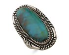 Navajo Ring 925 Silver Natural Green Turquoise Artist Signed W Denetdale C.80's