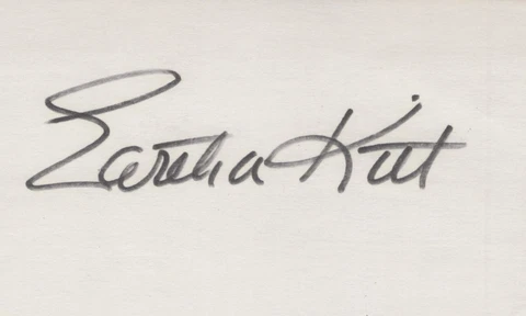 Eartha Kitt signed 3x5 card Vintage Cover
