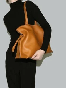 Elegant Oversized Cowhide Leather Tote Bag for Women with Drawstring Closure - Picture 1 of 30