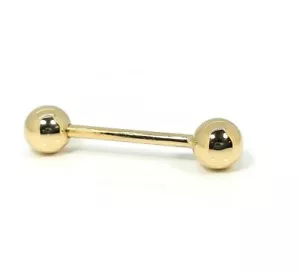 Solid 18ct yellow gold Barbell 14g 6mm solid gold balls 10-16mm will custom make - Picture 1 of 3