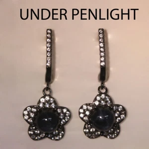 925 Plata de Ley 7 Mm. 6Ray Estrella Zafiro Azul&Circonita Tendencia Pendientes - Imagen 1 de 4