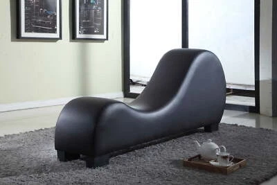 Silla negra sofá chaise yoga imitación cuero sofá juego de rol salón cama amor exótico Foto 1 de 3