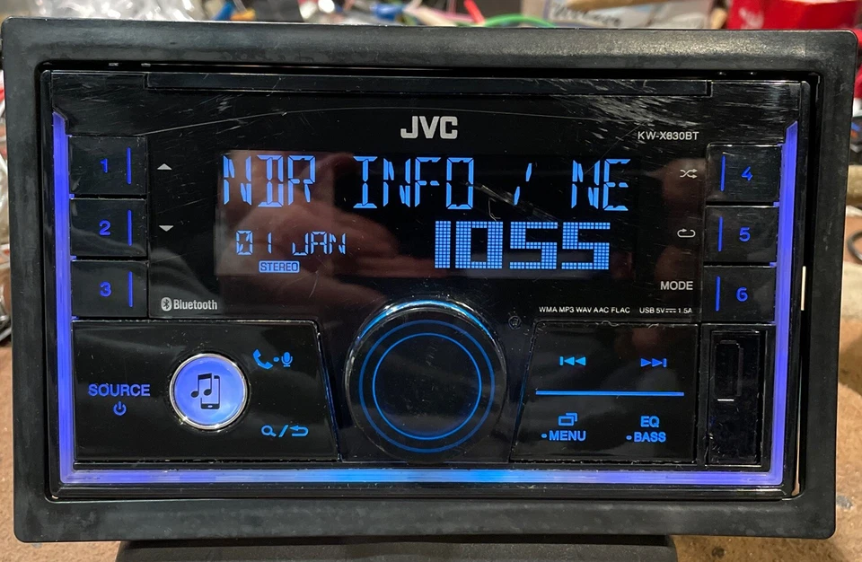 Org JVC KW-X320BT Autoradio WMA MP3 WAV AAC FLAC Bluetooth + AUX + USB + Adapter - Bild 1 von 4