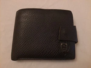 Shidai Herren Leder Kartenetui Geldbörse Doppelfaltung mit Klappe in Schwarz Preloved. - Bild 1 von 11