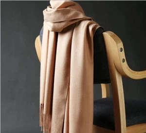 Womens Mens 100% Cashmere Scotland Solid Oversized Blanket Wool Scarf Shawl Wrap - Picture 1 of 29