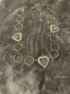 Cintura catena tono argento western boho cuori e maglie grandi 28,5” donna ragazza - Foto 1 di 8