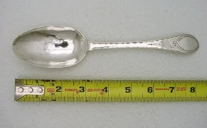 Solid Silver Serving Bright-cut Spoon Danish Norwegian hallmarked JJ dated 1798 - Picture 1 of 9