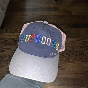 L.L. Bean Trucker Hat Patch Teal White Adjustable Snapback Sample Kids Size - Picture 1 of 4