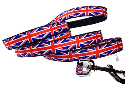 Union Jack Correa 3/4" Ancho Pequeño Perro Británico Correa Foto 1 de 4