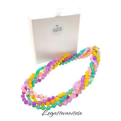 Collana donna pietre naturali colorate multifilo multicolor - Immagine 1 di 4