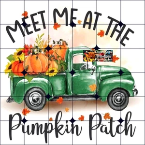 Sublimation Print Fall Old Truck Pumpkin Ready to Press Heat Transfer - Picture 1 of 1