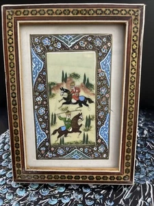 PERSIAN MINIATURE FRAMED PAINTING 5.75”x4.25” - Picture 1 of 6